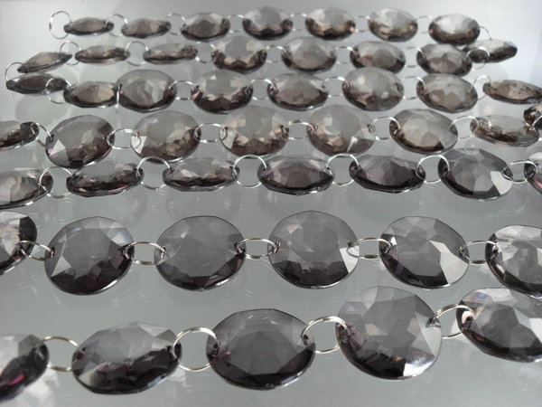 Perlen Kette grau-silber 2m