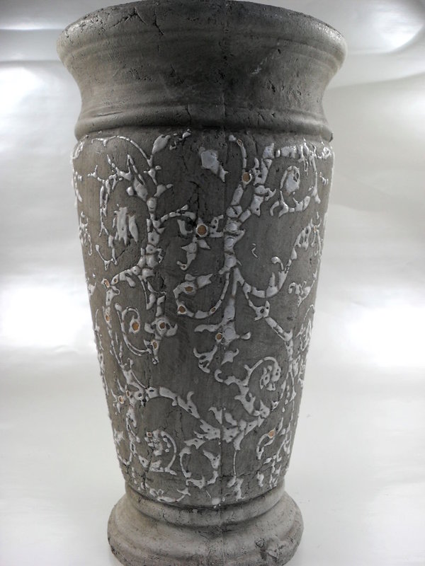 Deko Vase antik grau weiss
