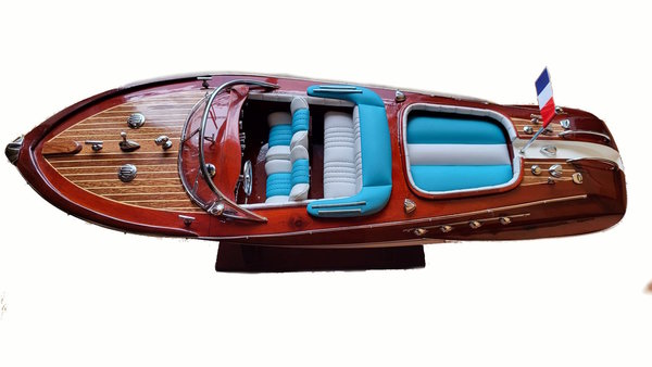 Sportboot Modellboot im italienischem Stil Riva 54x8x16cm Luxus Qualität - mit Steckfahnen